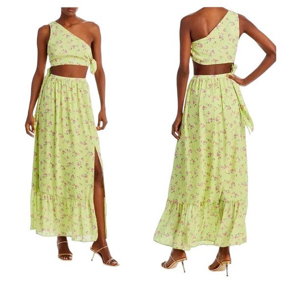 Wayf Dresses & Skirts - WAYF Lemon Ditsy Darlin One Shoulder Maxi Dress NWT Size M